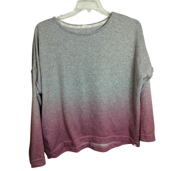 4384) Lucky Brand Ombre Peachy Pink Knit Large Long Sleeve Crewneck Sweatshirt - Picture 2 of 7